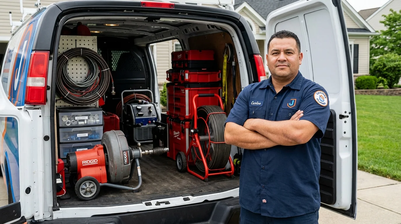 Professional drain cleaning equipment and Johns Plumbing LLC plumber in Mount Kisco