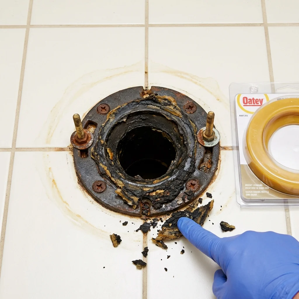 Failed wax ring showing water seepage at the base of a toilet in a Mount Kisco, NY home